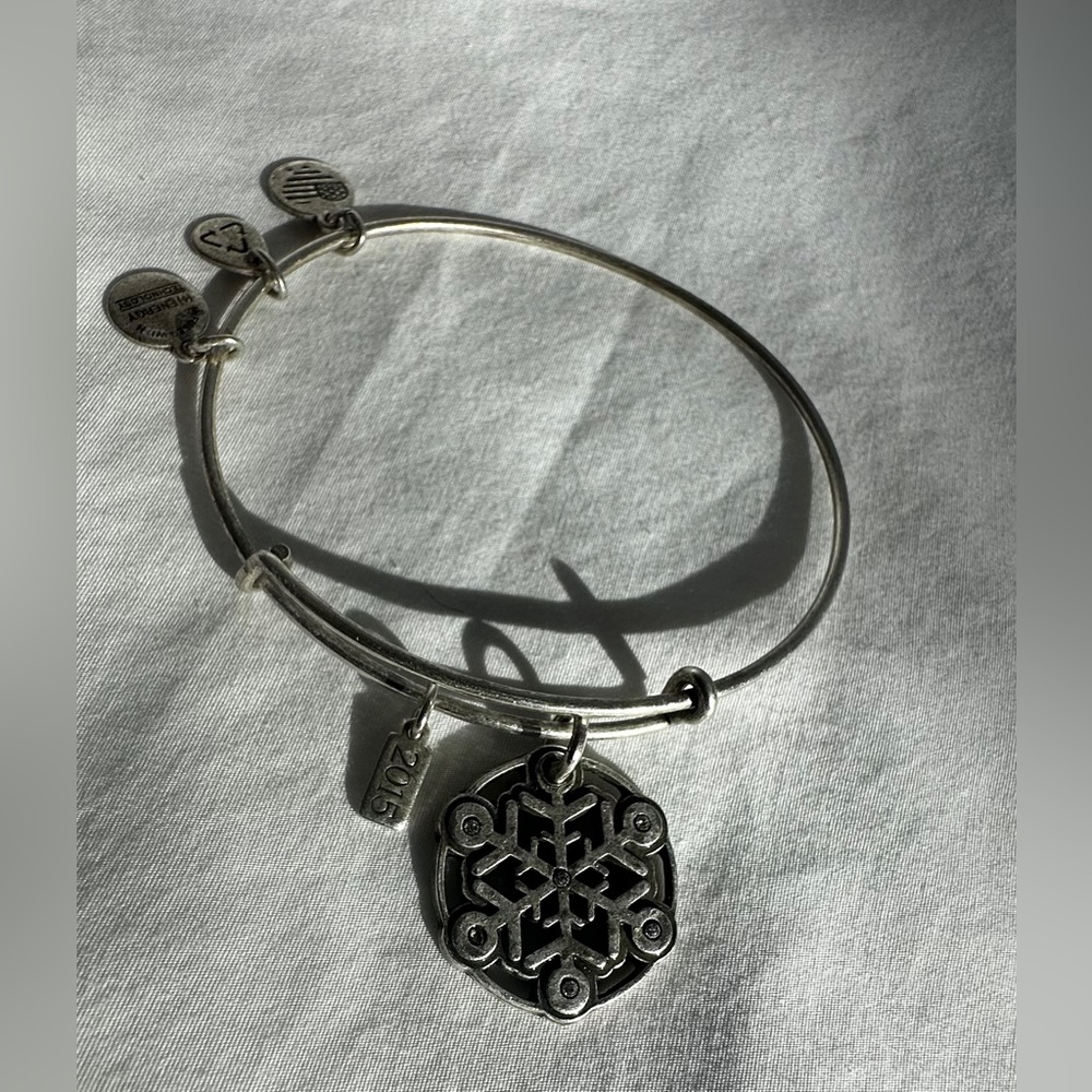 Alex and Ani Snowflake charm bracelet silver